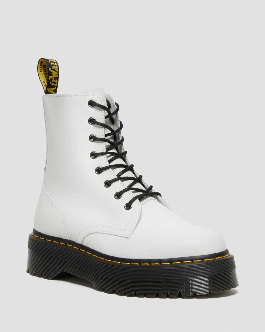 Dr Martens Platform Boots Women's Jadon Smooth Leather White | Malaysia 04156-GHAU